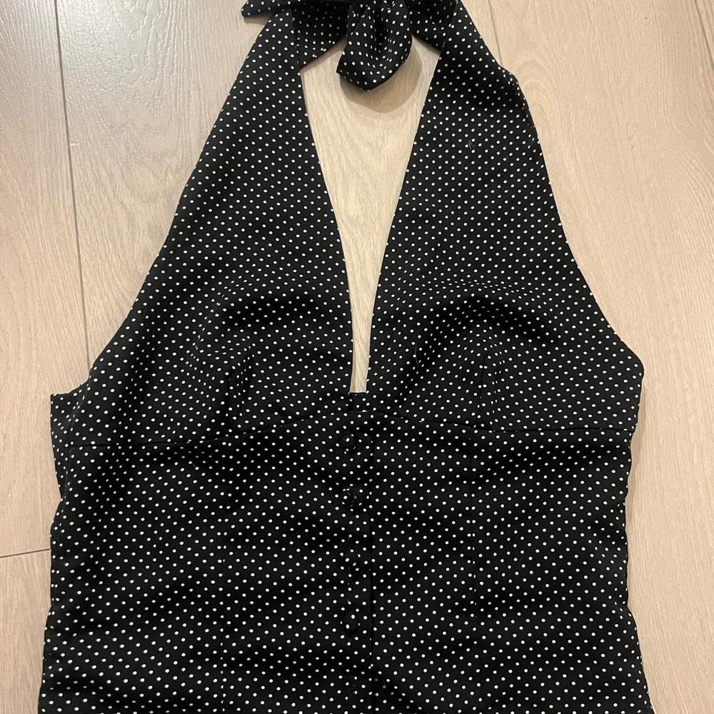 Black Polka Dot Halter Top